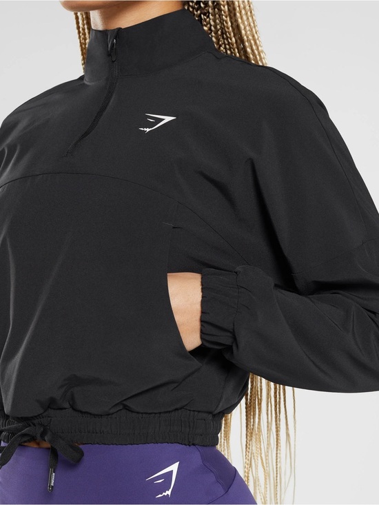 Gymshark Jackets & Blazers - Gymshark Black Cropped Half-Zip Jacket Size S